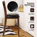 2 Pieces Counter Height Chair Set with Leather Seat and Rubber Wood Legs by LJGDeals