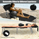 Folding Beach Lounge Chair with Pillow for Outdoor-Black by LJGDeals