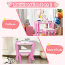Kids Wooden Makeup Dressing Table and Chair Set with Mirror and Drawer by LJGDeals