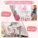 Kids Wooden Makeup Dressing Table and Chair Set with Mirror and Drawer by LJGDeals