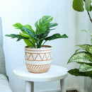 5.5 inch White-Clay Color Geometric Pattern Pot