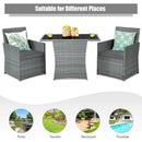 3 Pieces Patio Rattan Furniture Set with Cushioned Armrest Sofa by LJGDeals