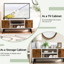 Mid-Century Wood TV Stand for 55 Inch with 2 Cabinets and Open Shelves by LJGDeals
