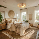21 Inch Golden Flower-shape Farmhouse Rattan Flush Mount Ceiling Fan with Light APP and Remote Control by Parrot Uncle