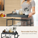 Kitchen Island Cart on Wheels with Removable Top and Wine Rack-Rustic Brown by LJGDeals