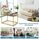 2 Tier End Side Table with Metal Frame and Storage Shelf for Living Room-White by LJGDeals