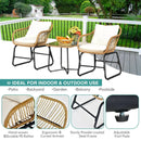3-Piece Patio Bistro Set with 2 Rattan Chairs and Square Glass Coffee Table-White by LJGDeals