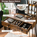 Vanity Table Set with Lighted Mirror and Cushion Stool-Brown by LJGDeals