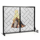 2-Panel Fireplace Screen Folding Metal Fire Place Safety Fence with Magnetic Doors by LJGDeals