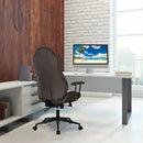 High Adjustable Back Executive Office Chair with Armrest-Brown by LJGDeals