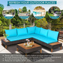 4 Pieces Patio Cushioned Rattan Furniture Set with Wooden Side Table by LJGDeals