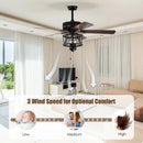 50 Inches Ceiling Fan with Lights Reversible Blades and Pull Chain Control-Black by LJGDeals