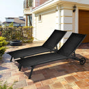 6-Poisition Adjustable Outdoor Chaise Recliner with Wheels by LJGDeals