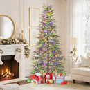 7.5 Feet Artificial Christmas Tree with Branch Tips and Colorful LED Lights by LJGDeals