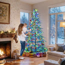 7.5 Feet Artificial Christmas Tree with Branch Tips and Colorful LED Lights by LJGDeals