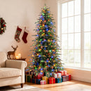 7.5 Feet Pre-Lit Artificial Christmas Tree Hinged Xmas Tree with LED Lights