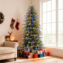 7.5 Feet Pre-Lit Artificial Christmas Tree Hinged Xmas Tree with LED Lights by LJGDeals