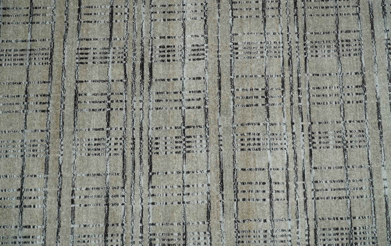 Checkered 8x10 Hand Made Gray, Black and Silver Scandinavian Blended Wool Flatwoven Area Rug | KE37