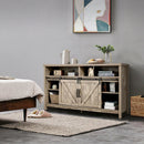 59 Inch Sliding Barn Door TV Stand with Adjustable Shelves for TVs up to 65 Inch by LJGDeals