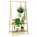 Bamboo Clothes Hanging Rack with 2-Tier Storage Shelf for Entryway Bedroom-Natural by LJGDeals