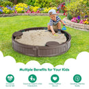 Sandbox with Built-in Corner Seat and Cover-Brown by LJGDeals