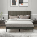 Queen Size Upholstered Bed Frame with Tufted Headboard by LJGDeals