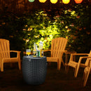 9.5 Gallon 4-in-1 Patio Rattan Cool Bar Cocktail Table Side Table-Black