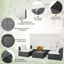 6 Pieces Patio Rattan Furniture Set with Retractable Canopy by DirectDeals