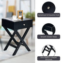 Modern X-Shaped Nightstand with Drawer for Living Room Bedroom by LJGDeals