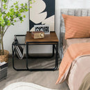 Set of 2 Nesting Coffee Tables with Side Pocket for Living Room Bedroom-Rustic Brown by LJGDeals