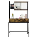 Industrial Vanity Table with 3-Height Adjustable Mirror Bag-Brown by LJGDeals