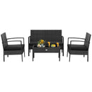 4 Pieces Patio Rattan Furniture Set with Cushion by LJGDeals