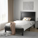 Twin Size Platform Bed Frame with Rubber Wood Leg-Black by LJGDeals