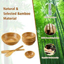8 Pieces Bamboo Salad Bowl Set with Server Utensils-Natural by LJGDeals