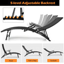 2 Pieces Patio Folding Stackable Lounge Chair Chaise with Armrest-Black by LJGDeals
