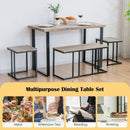 4 Pieces Industrial Dinette Set with Bench and 2 Stools-Oak by LJGDeals