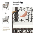 2 Pieces PE Wicker Patio Bistro Dining Chairs with Acacia Wood Armrests and Cushions by LJGDeals