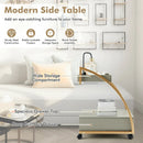 Modern 2-Tier Rolling End Table with Tray Top and Pull-Out Drawer-Gray by LJGDeals