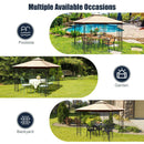 10 x 10 Feet L-Shaped Patio Canopy Gazebo Outdoor 2-Tier Steel Tent by DirectDeals