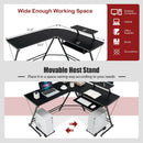 L Shaped Computer Desk Home Office Workstation with Movable Monitor Stand-Black by LJGDeals
