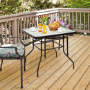 32 Inch Patio Tempered Glass Steel Frame Square Table by LJGDeals