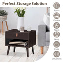 Nightstand Bedroom Table with Drawer Storage Shelf-Brown by LJGDeals