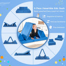 4 Pieces Convertible Kids Couch Set with 2 Folding Mats-Yellow