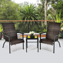 3 Pieces Patio Rattan Bistro Set with High Backrest and Armrest by LJGDeals