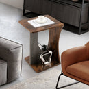 2-Tier Compact C-shape Sofa Side Table-Rustic Brown by LJGDeals