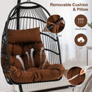Patio Hanging Egg Chair with Stand Waterproof Cover and Folding Basket-Brown by DirectDeals