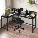 5.5 Inch L-shaped Computer Desk with Bookshelf by LJGDeals