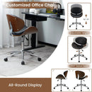 Adjustable Leather Office Chair Swivel Bentwood Desk Chair with Curved Seat-Black by LJGDeals