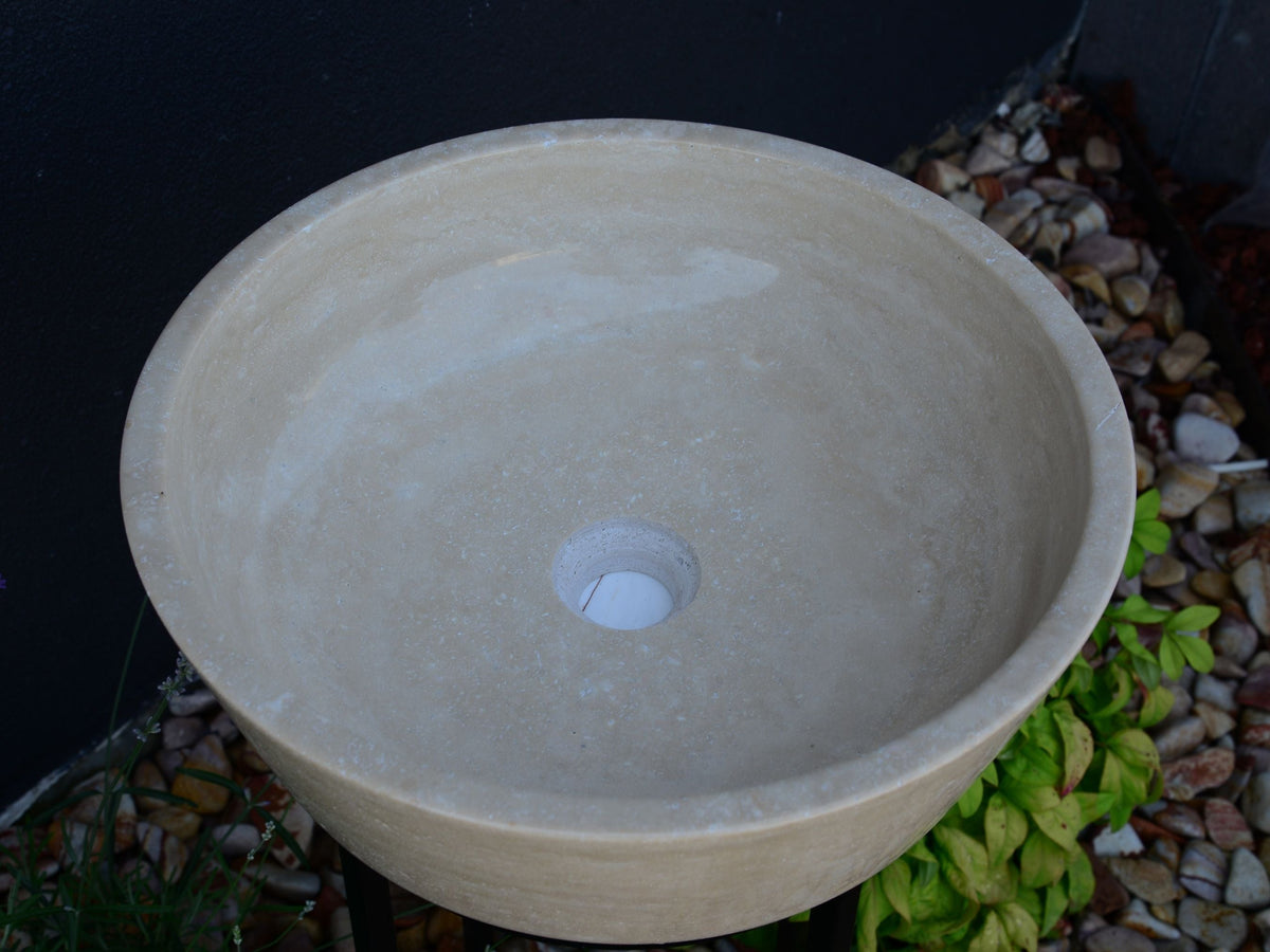 Light Travertine Handcrafted Vessel Sink - Authentic Hand Polished Natural Stone, photo 5 of 10