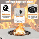 34 Inch Square Concrete Propane Fire Pit Table with Lava Rocks and Cover 50 000 BTU-Gray by LJGDeals